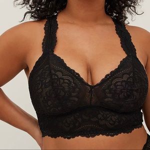 EUC racerback black lace Torrid bralette, size 0X